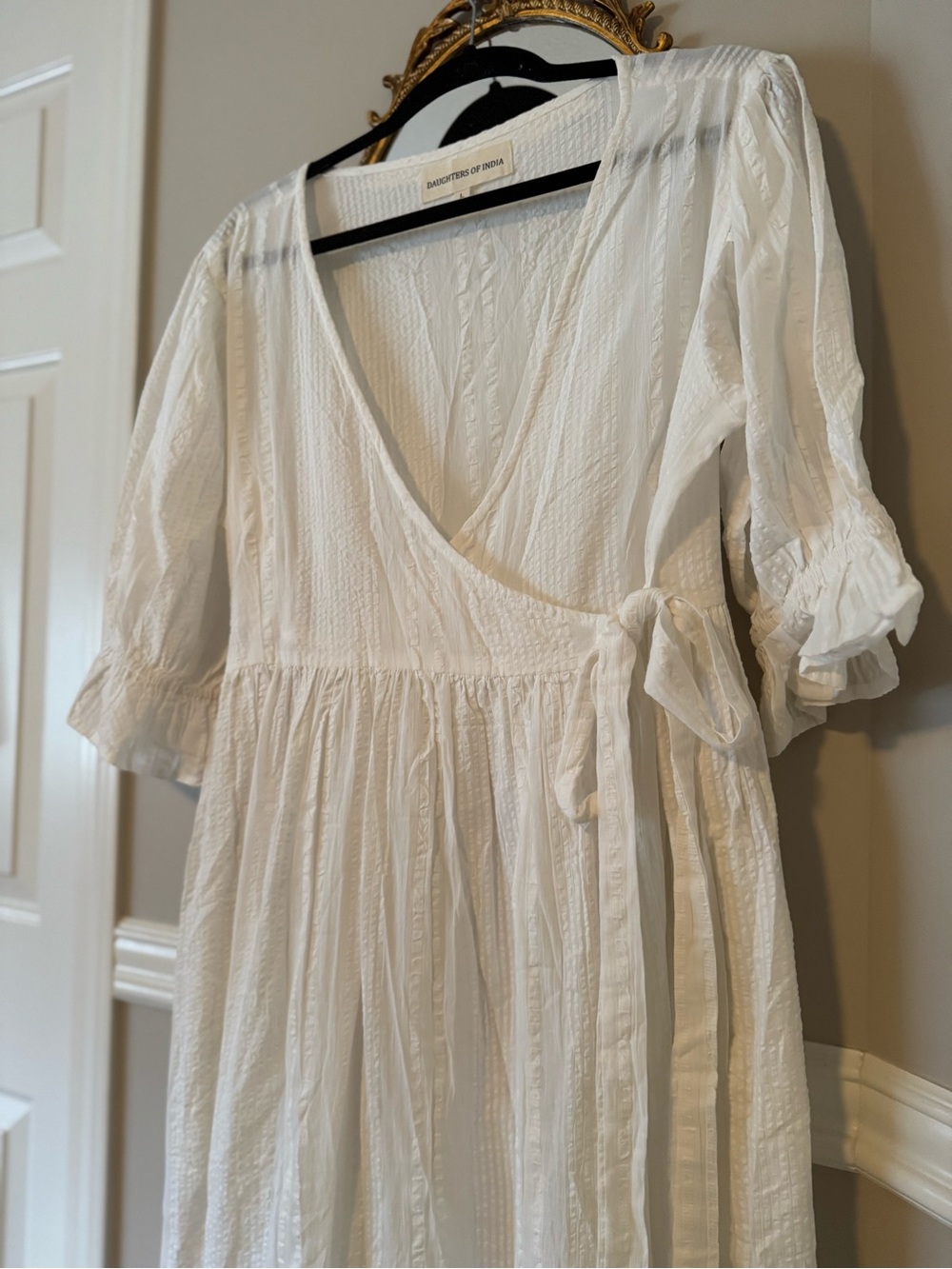 Daughters of India Uma Wrap Maxi Dress in White - Picture 2 of 14